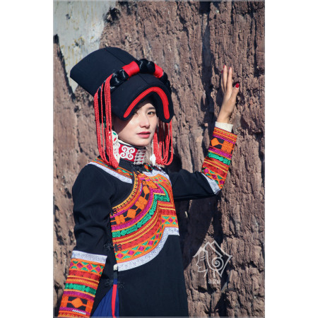 【彝族】凉山彝族服饰女装套装复古棕色美姑传统民族特色风格衣.