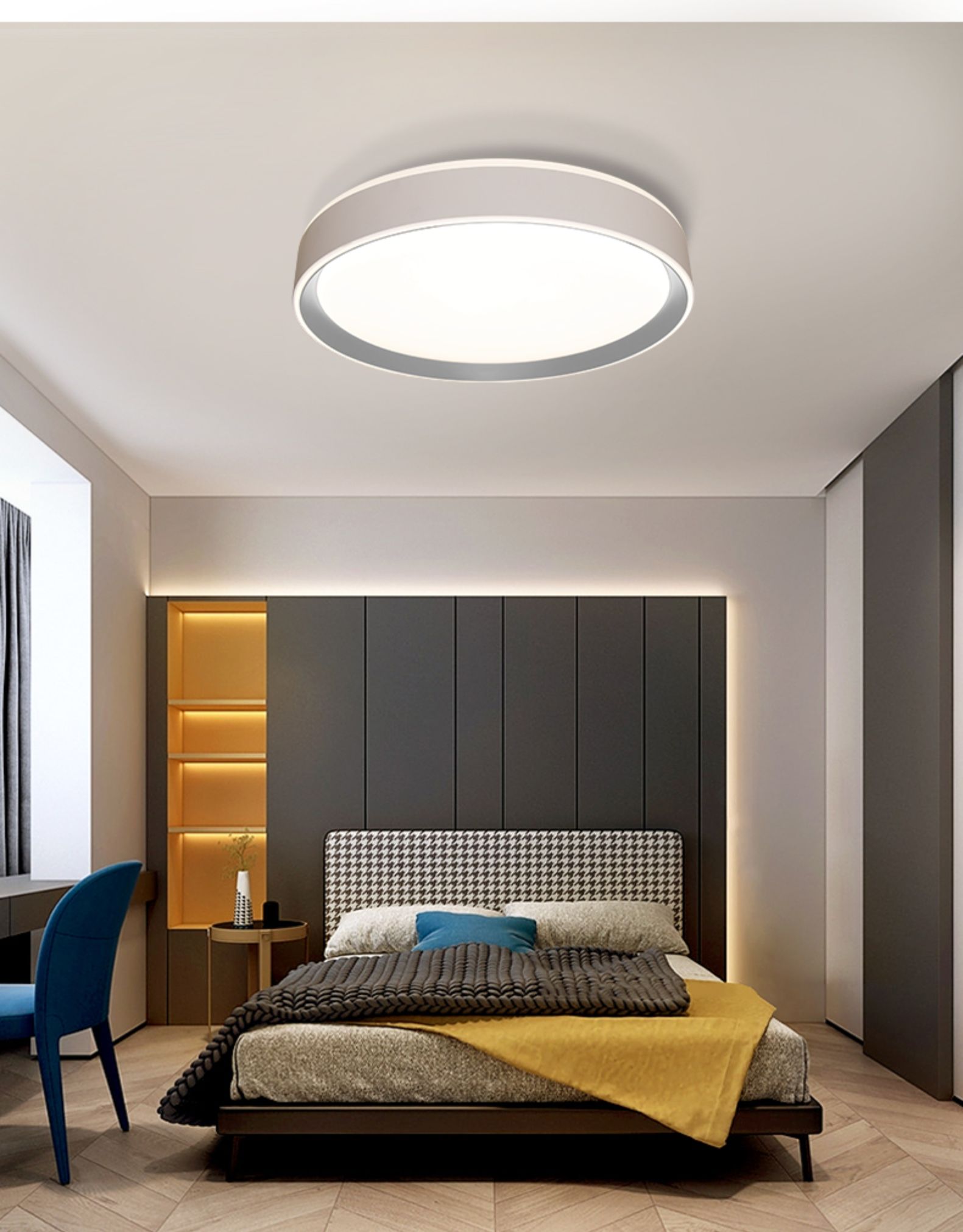 2021新款led吸顶灯三色北欧简约现代圆形大气家用房间书房卧室灯mx238