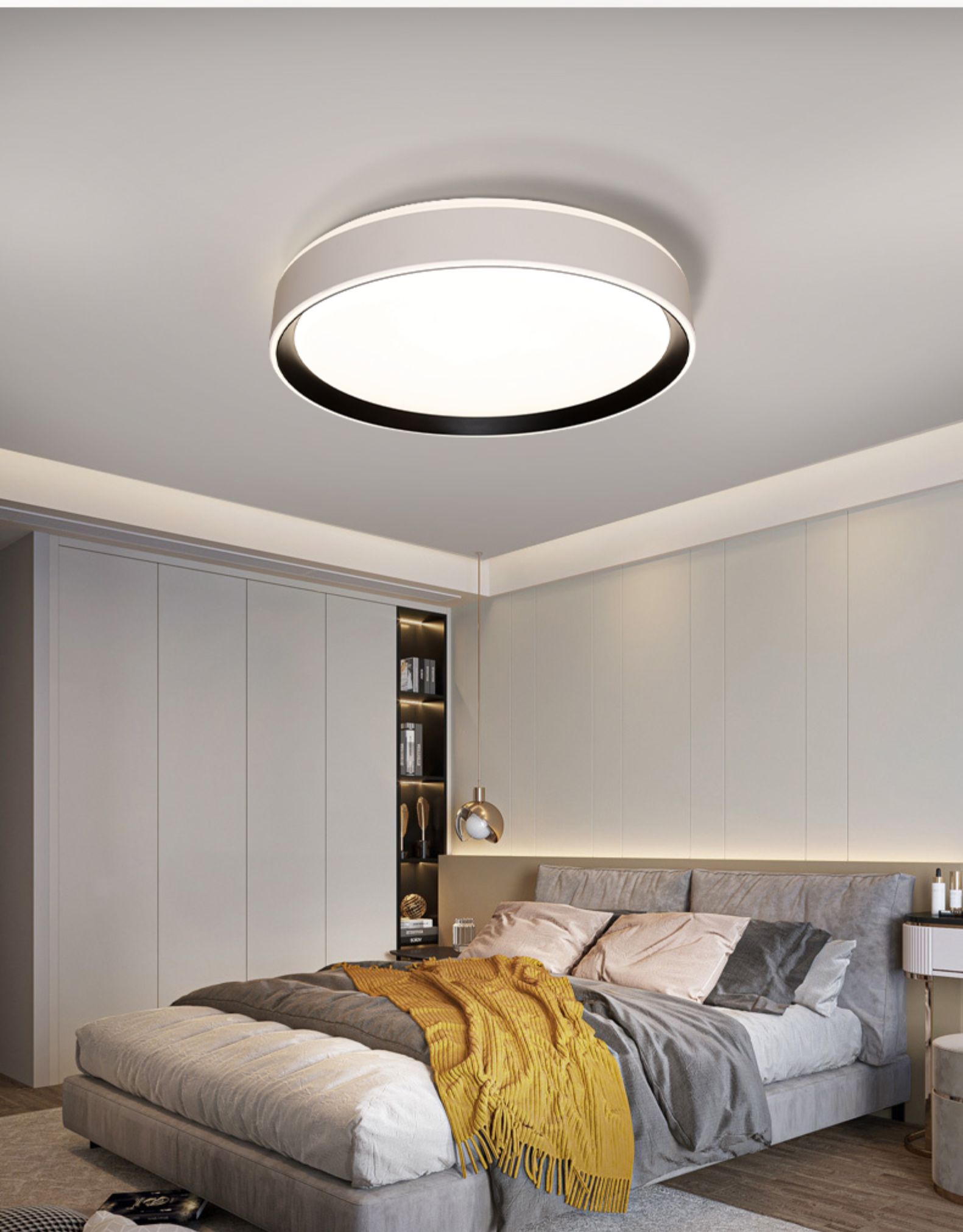 2021新款led吸顶灯三色北欧简约现代圆形大气家用房间书房卧室灯mx238