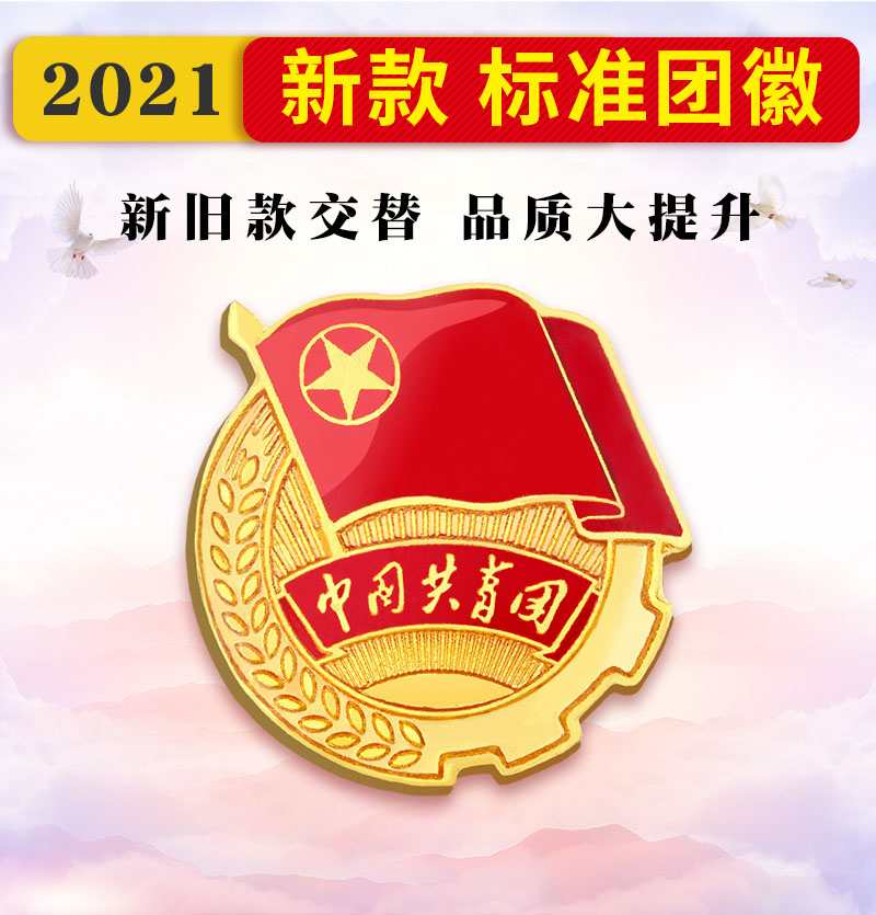 国产 标准型团徽磁铁2021正版中国共青团胸针中央监制学生学校用青年